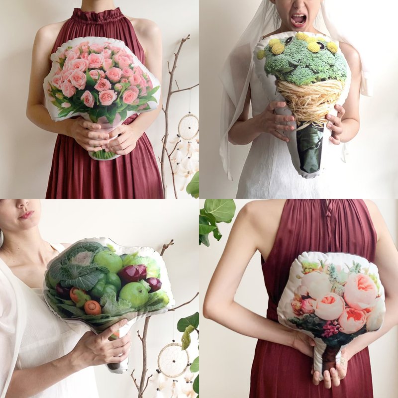 【捧花抱枕系列A】捧花抱枕 / 花椰菜抱枕 / 蔬菜抱枕 / 复古捧花 - 干燥花/捧花 - 其他材质 粉红色