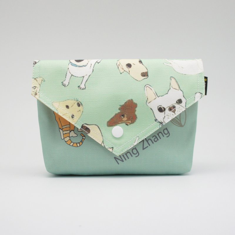 BLR 手工印制 张宁 联名款 手绘风 狗狗 猫猫 BB BAG 肩背包 手拿包 - 手拿包 - 其他材质 绿色