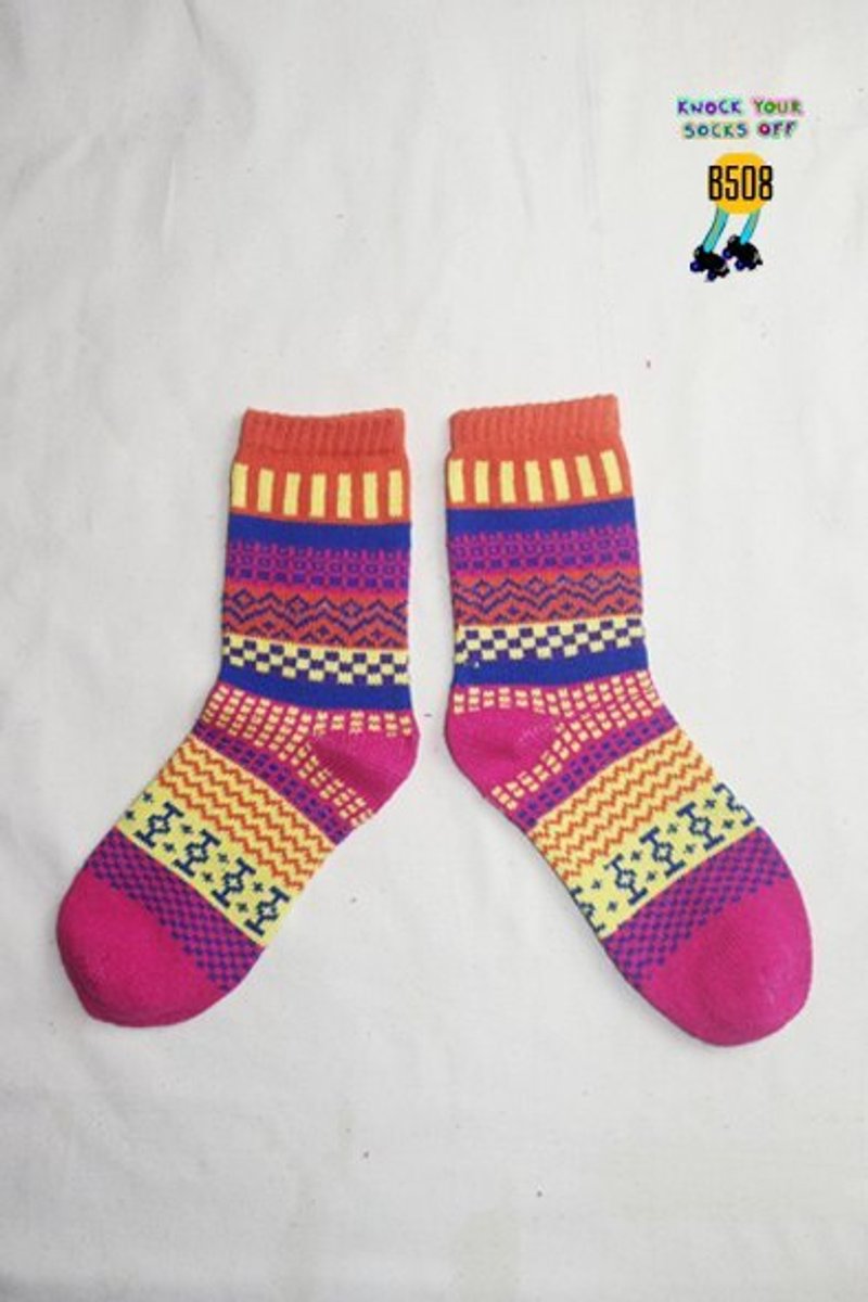 夕阳西下民族针织袜!!夏漪眺=knock your socks off !! - 袜子 - 其他材质 橘色