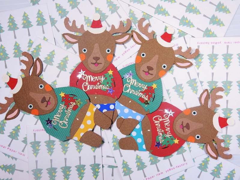 手工卡片【Christmas CARD】TONAKAI (红/蓝） - 卡片/明信片 - 纸 绿色