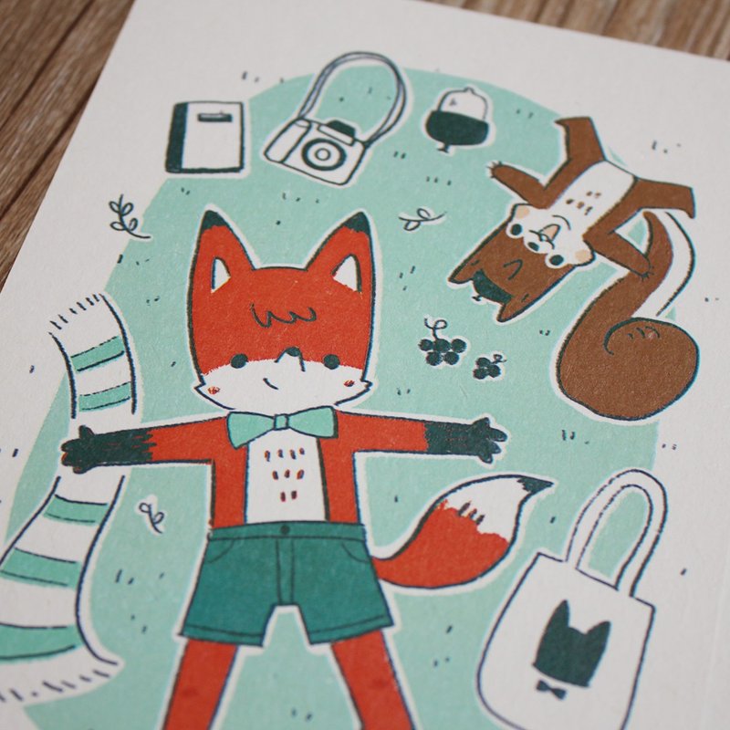 ↟↟ 明信片 - "躺在草地上" - 卡片/明信片 - 纸 白色