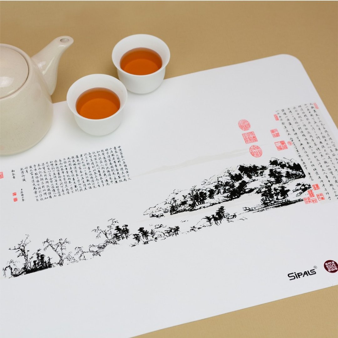 环保好礼│富春山居餐垫礼盒组│硅胶文创风雅品│故宫授权 - 餐垫/桌巾 - 硅胶 白色