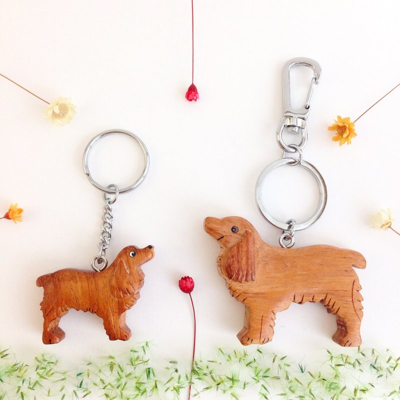【狗儿系列-咖啡色可卡犬】手工木制钥匙圈/吊饰 - 钥匙链/钥匙包 - 木头 咖啡色