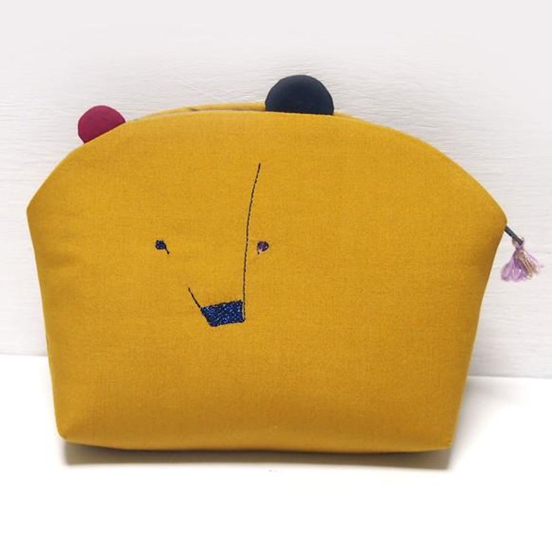 Animal pouch 012 [Made to order] - 化妆包/杂物包 - 其他材质 橘色