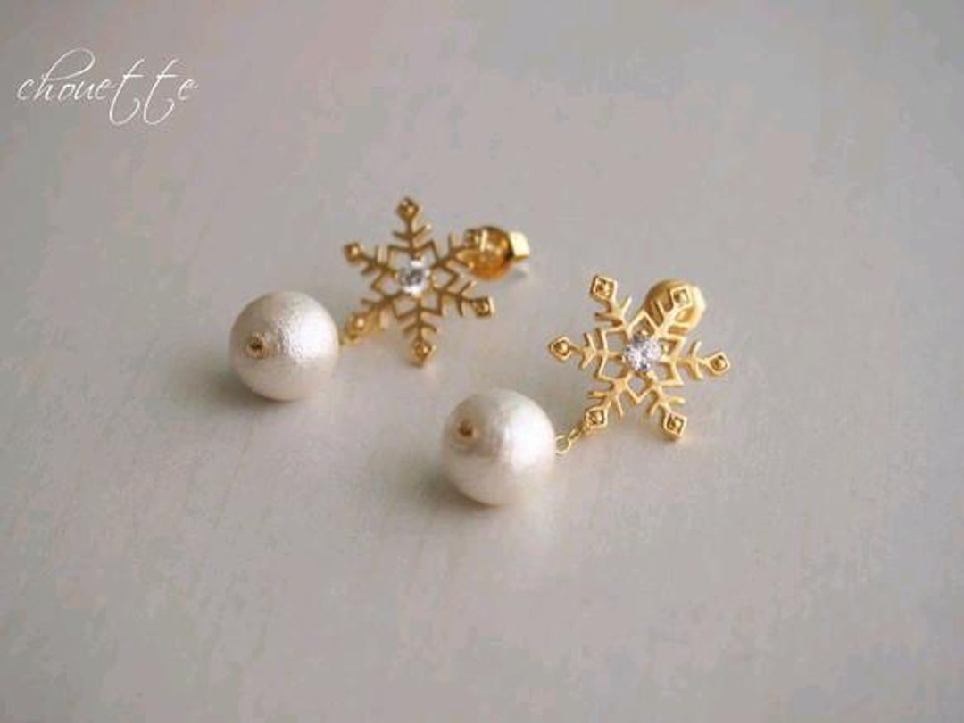 Snow Crystal Earrings - 耳环/耳夹 - 其他金属 