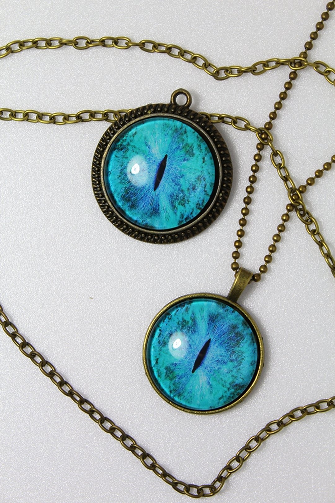 [CAT EYE 系列]大颗猫眼(30mm) 玻璃泡泡 长项链 **1/4弧面-花框订购处** - 项链 - 其他金属 多色