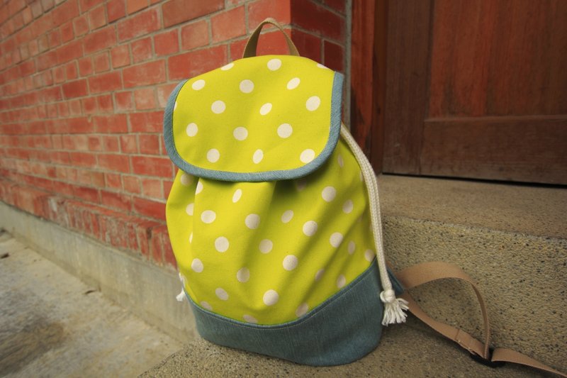 Pu．Leimi日系手作 日本制8号帆布限定款-梅子绿茶/束口后背包-/束口袋/肩背包 - 束口袋双肩包 - 其他材质 绿色