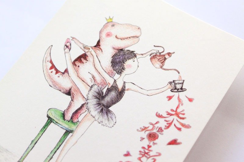 我和我的恐龙朋友-恐龙芭蕾贺新年 - 卡片/明信片 - 纸 白色