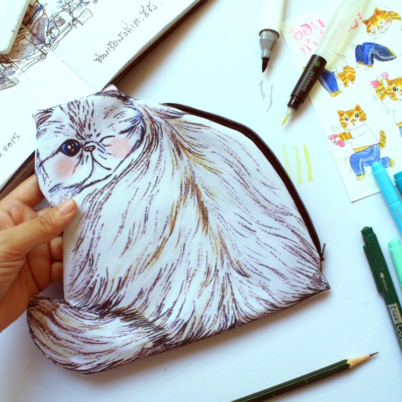 耍萌波斯猫杂物包 - 化妆包/杂物包 - 其他材质 白色