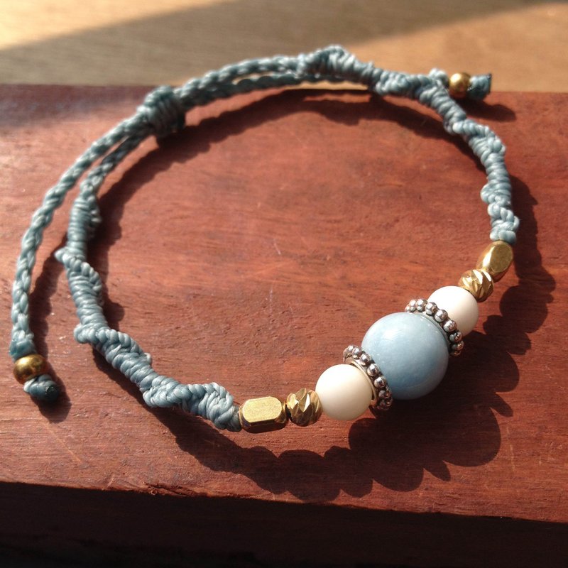 一抹蓝 / 天然石x巴西蚕丝蜡线手环 - 手链/手环 - 宝石 蓝色