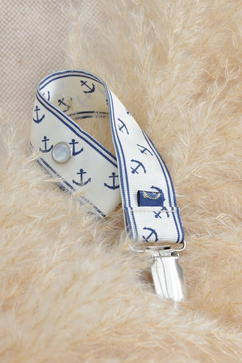 Shuan*// 奶嘴夹-小船锚 - 围嘴/口水巾 - 纸 蓝色