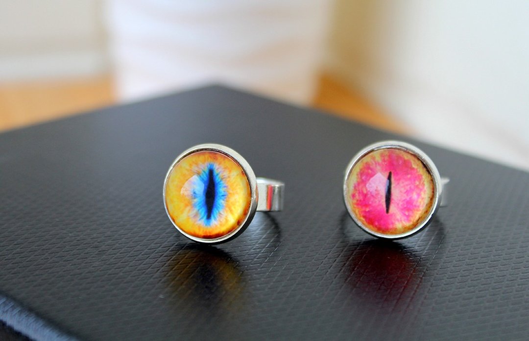 Cat EYE 16mm猫眼 银色系简约戒指 - 戒指 - 其他金属 白色