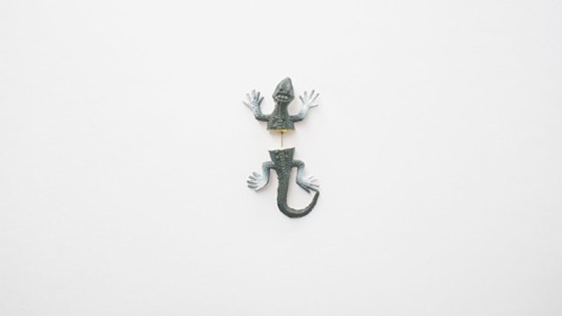 台湾原创 Double M 魔幻蜥蜴耳环 - 耳环/耳夹 - 其他材质 绿色