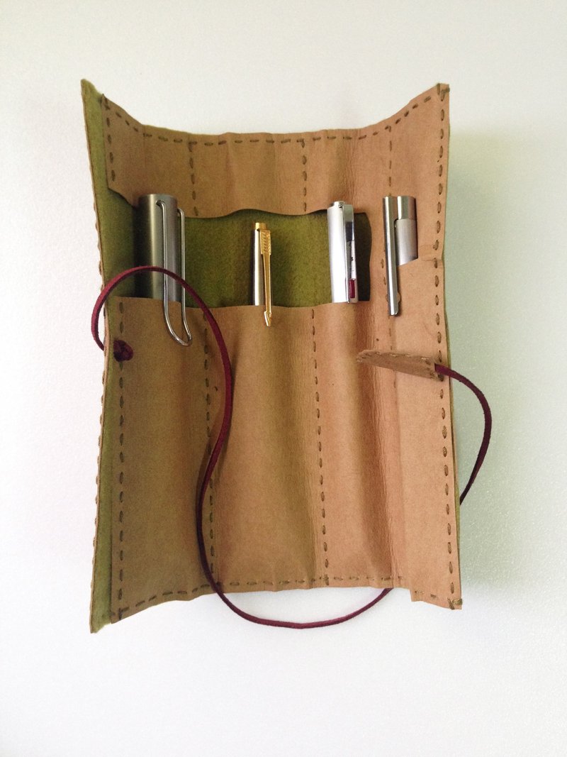 。‘纸’有你有。多笔水洗牛皮纸笔袋 - 铅笔盒/笔袋 - 纸 卡其色