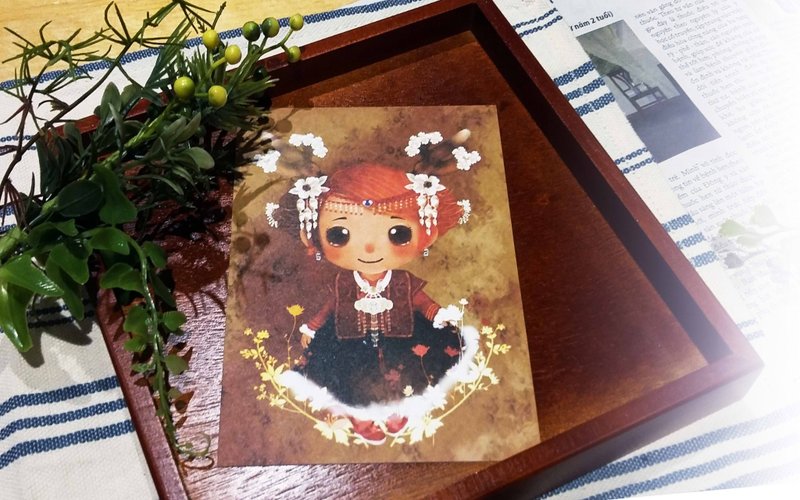 Wonderland-ChenZi/长角女孩/明信片 - 卡片/明信片 - 纸 咖啡色