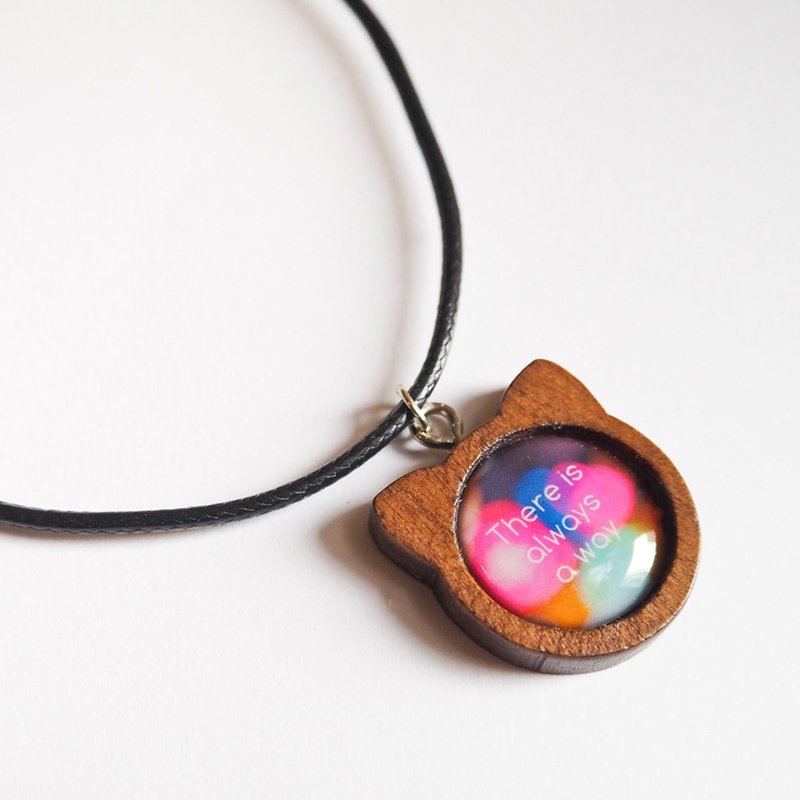 木制猫猫项链 颈链 坠子 - 颈链 - 木头 