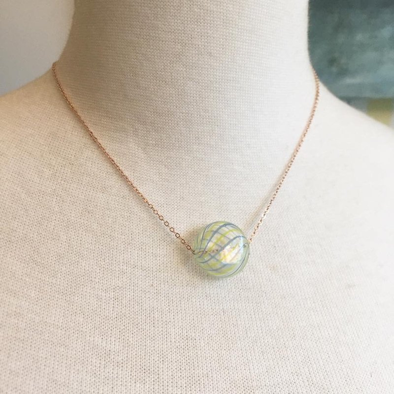 《LaPerle》玻璃之城 珠子 项链 颈链 吊坠 独家设计 镀16K玫瑰金铜链 - 颈链 - 其他材质 黄色