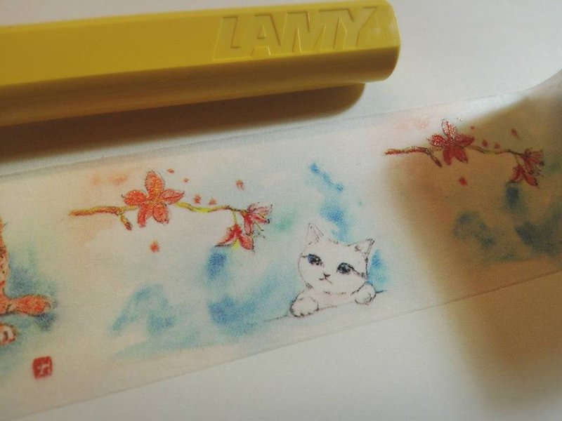 New 新版旅行的意义_大卫画猫限量纸胶带_30mm_10M - 纸胶带 - 纸 金色