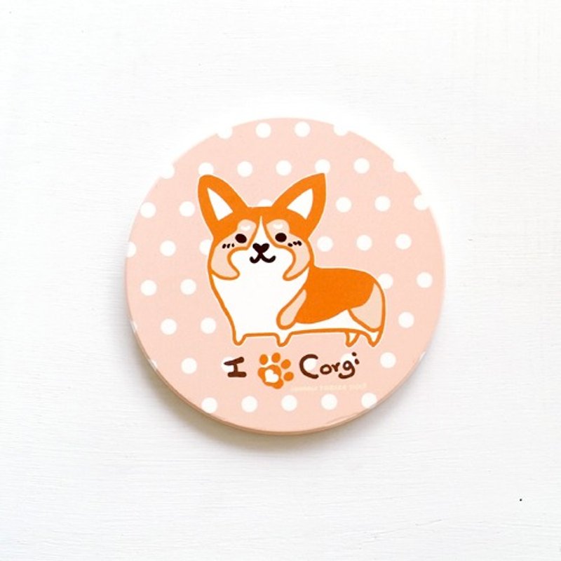 1212玩乐设计 陶瓷 吸水杯垫- 柯基来了 - 杯垫 - 其他材质 橘色