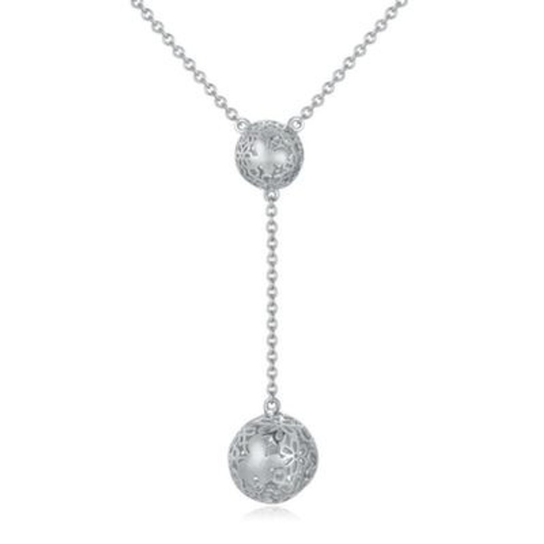 香港设计 BLING BLING 925银镀铂金 项链 花朵球形 - 项链 - 其他金属 灰色