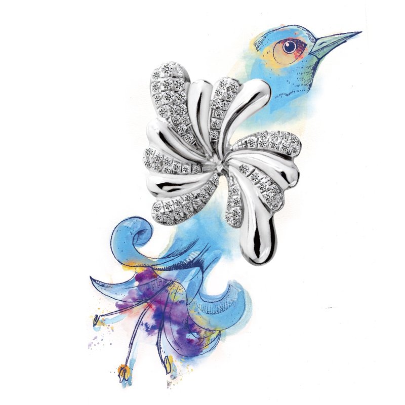 金点设计奖【小雀幸 Fortunate】 925纯银微镶锆石项练 - 项链 - 其他金属 灰色