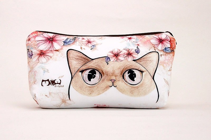 好喵 插画风化妆包/笔袋 – 花花猫 - 化妆包/杂物包 - 其他材质 粉红色