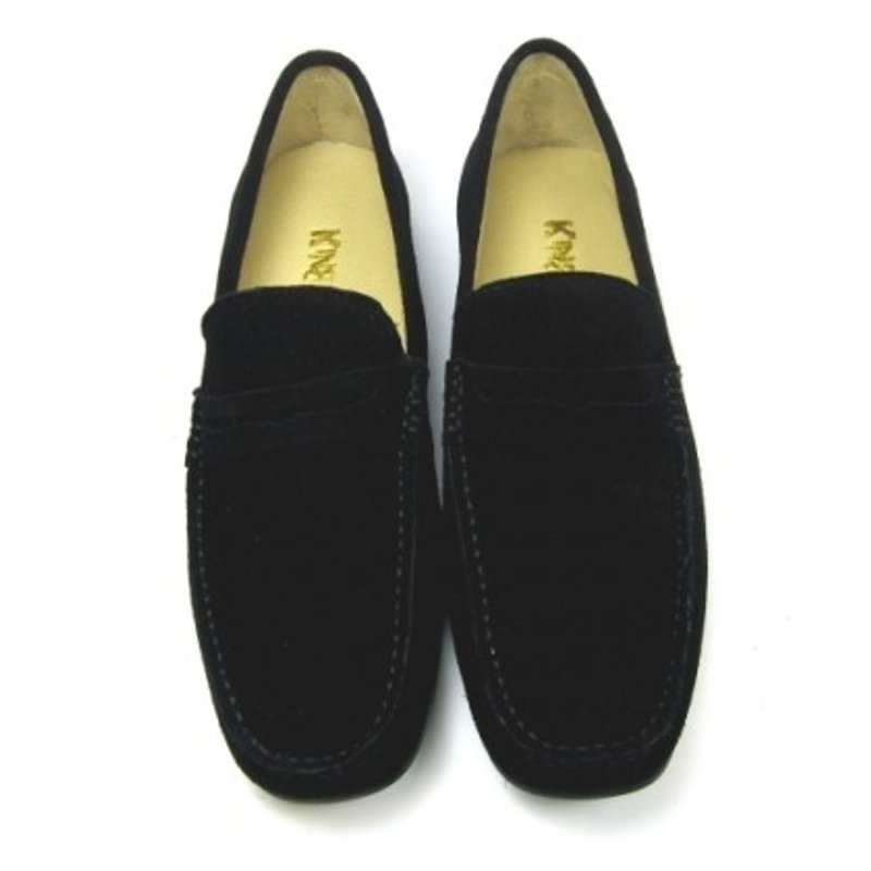 堡贝王真皮手工鞋（男）【磨砂牛/胶底/黑色】 - 男款休闲鞋 - 真皮 黑色