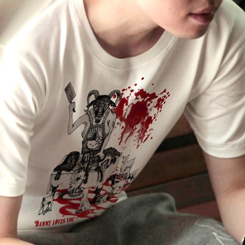 Mammy loves you - 中性连帽卫衣/T 恤 - 棉．麻 白色