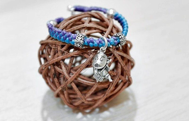 泰国蚕丝蜡线X银饰_Dance小新 //可以自选颜色// - 手链/手环 - 蜡 蓝色