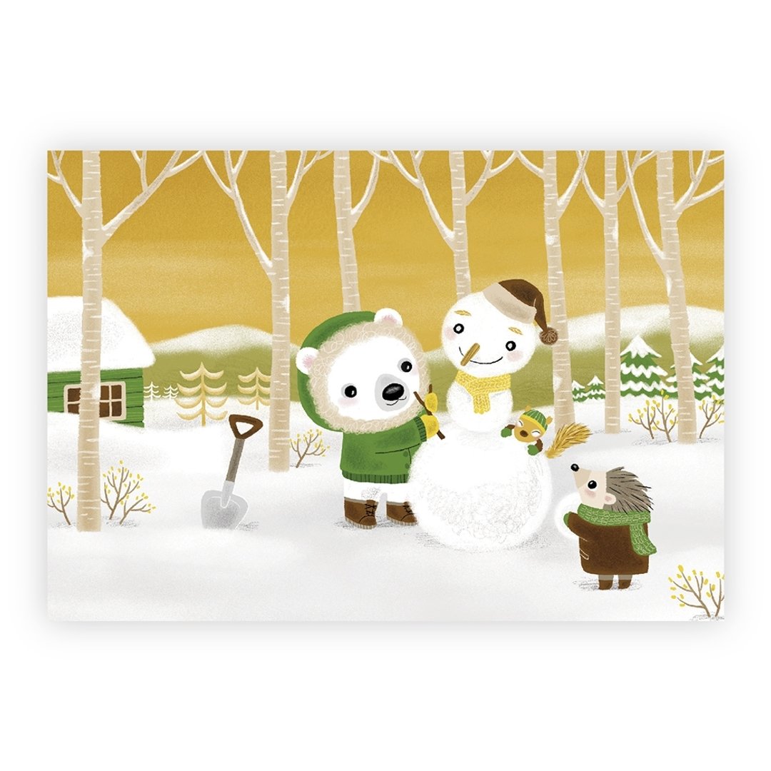 Poca 插画明信片 : 森林里的雪人朋友 (编号29) - 卡片/明信片 - 纸 