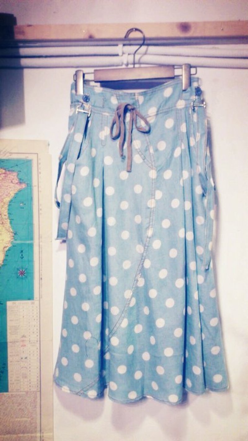 浅蓝点点吊带裙 - 裙子 - 其他材质 蓝色