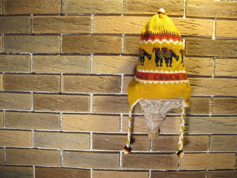 双面戴 羊驼走路毛帽 白/黄 - 帽子 - 其他材质 黄色