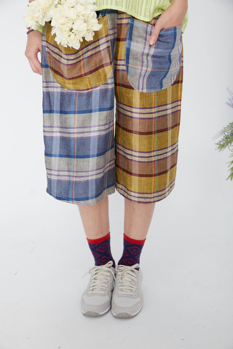 >>双色格子过膝宽裤>>剩一件现货 - 女装长裤 - 其他材质 多色