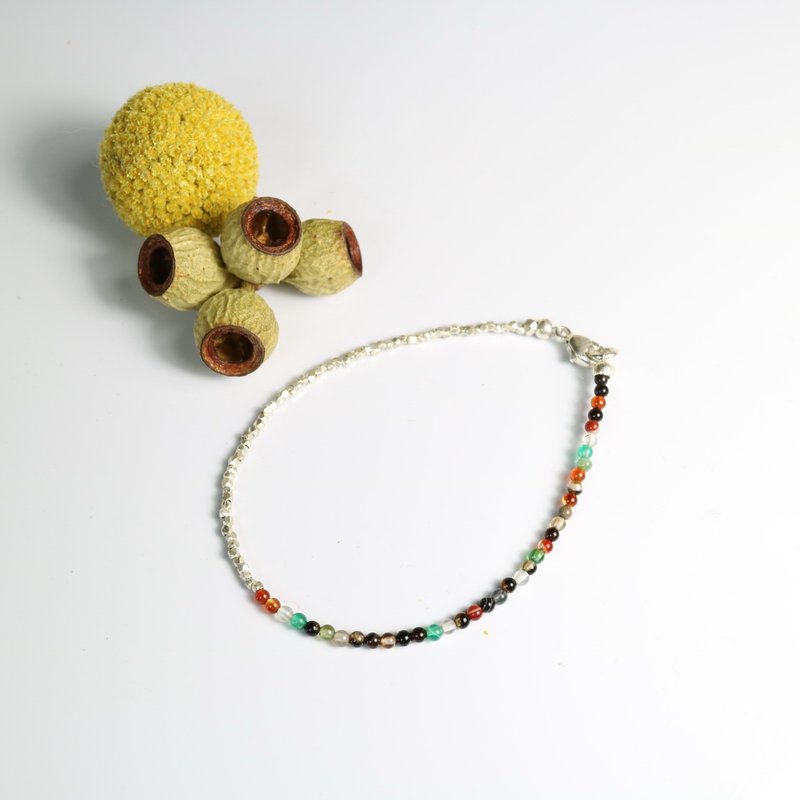 彩色玛瑙纯银手链 - 手链/手环 - 宝石 多色