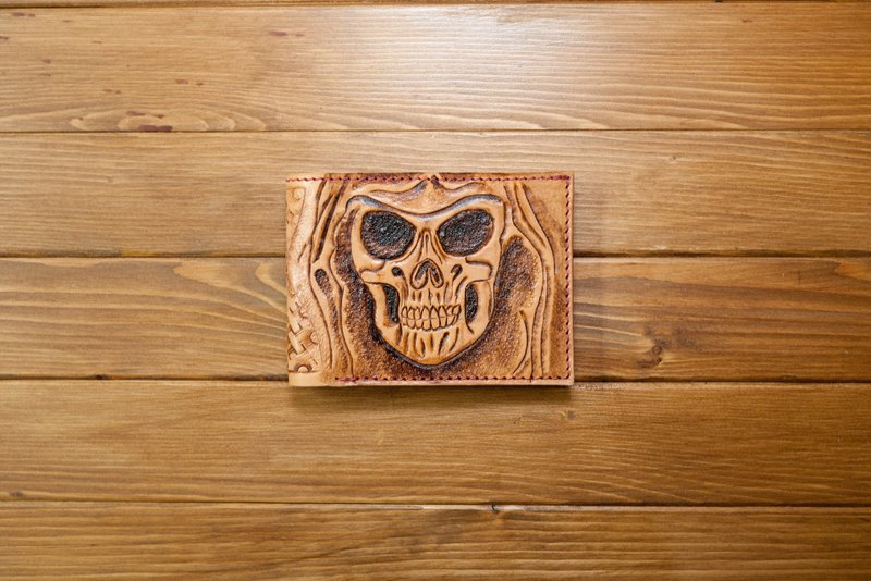 Dreamstation 皮革鞄研所，手工雕刻植鞣革短夹，皮夹! - 皮夹/钱包 - 真皮 咖啡色