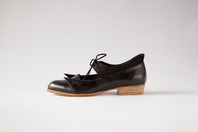 ZOODY / 天空使者 / 手工鞋 / 平底绑带包鞋 / 黑 - 其他女款皮鞋 - 真皮 黑色