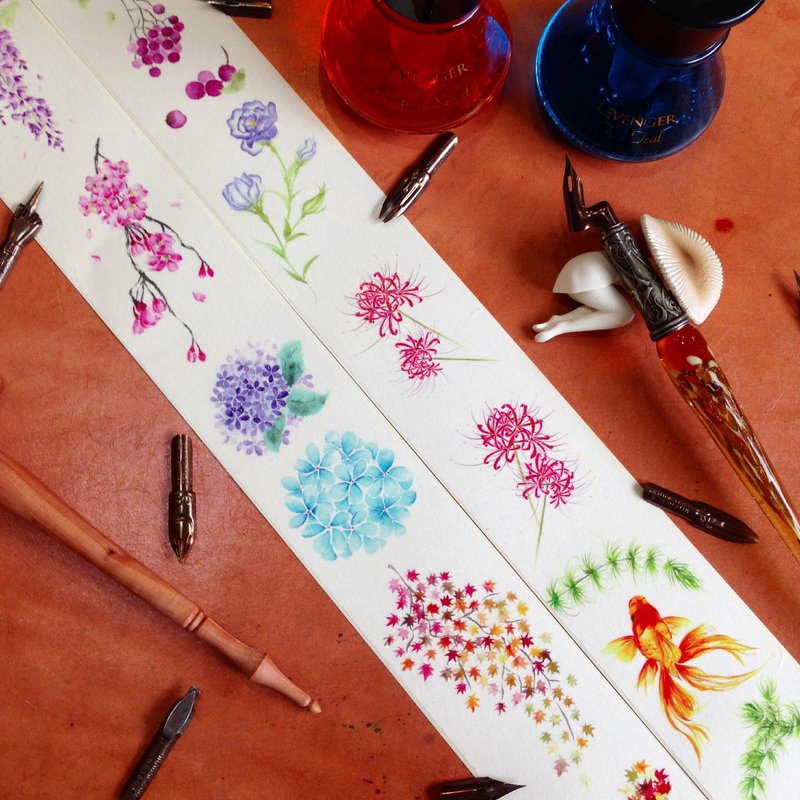 [[黏性不足的NG品]<<~鱼花果~>>[NG纸胶带仅有自制圆标唷~] - 纸胶带 - 纸 白色