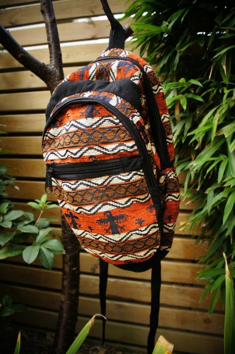 Vista [见闻] ，Alfonzo 印花系列 - 手工编织后背包 - 橘 - 侧背包/斜挎包 - 其他材质 橘色
