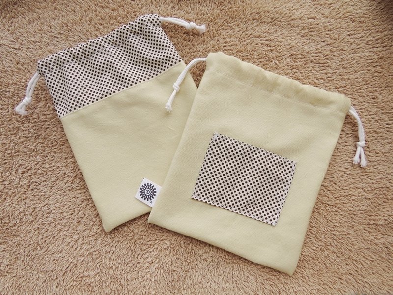 0.1甜点束口袋 - 化妆包/杂物包 - 其他材质 黄色