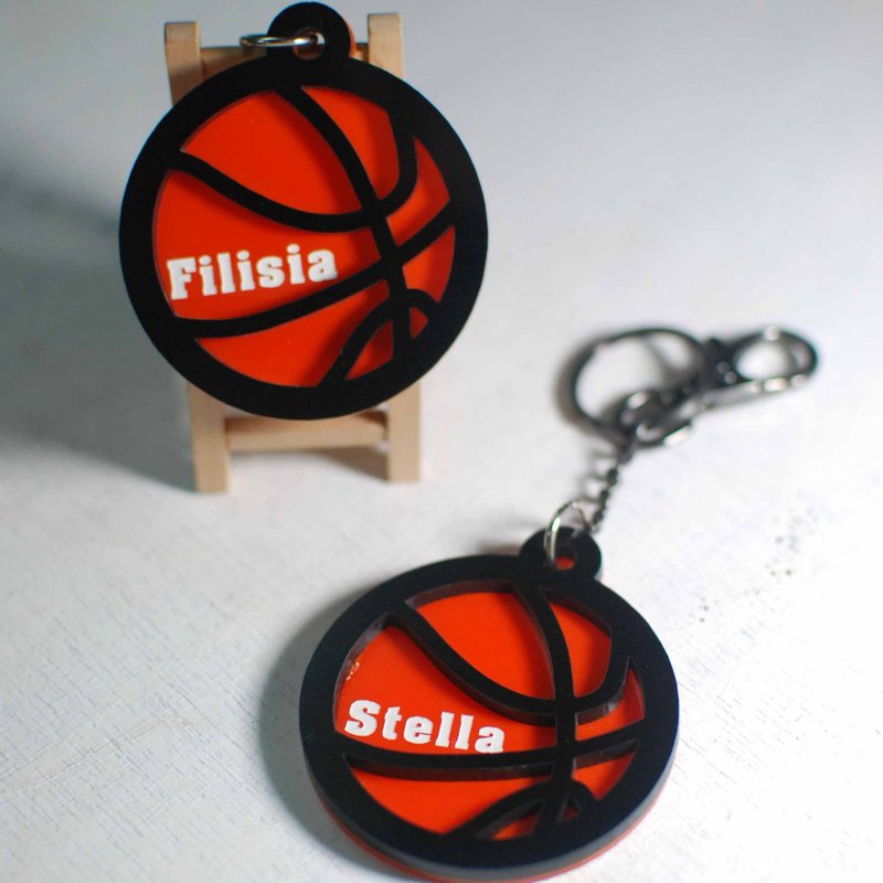 蓝球钥匙圈订制/刻名字/校名/+背号/纪念日/毕业礼物 - 钥匙链/钥匙包 - 压克力 橘色