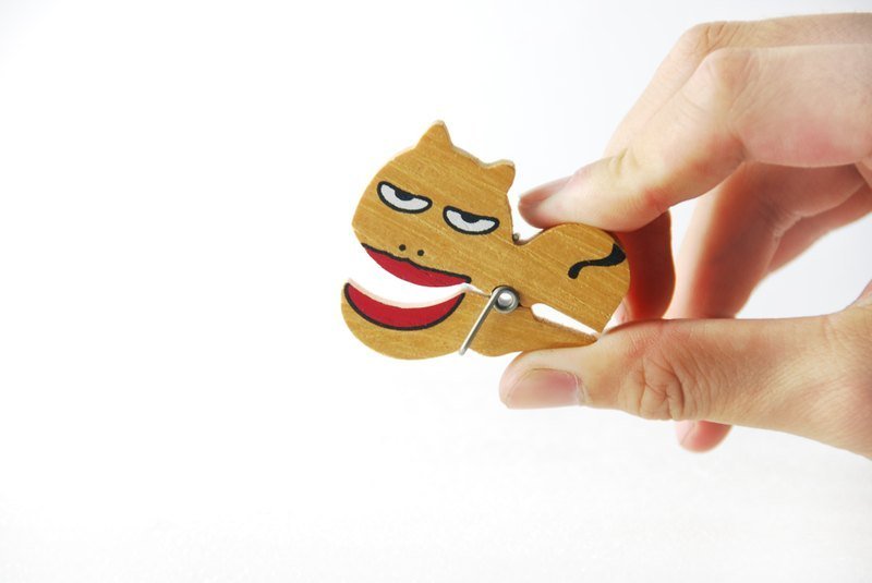 大嘴猫木夹 - 贴纸 - 木头 咖啡色