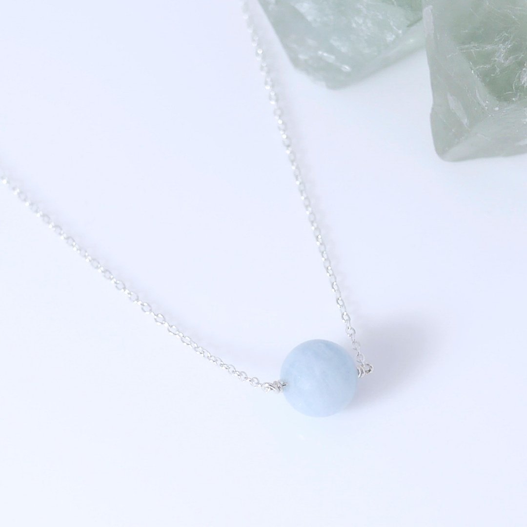 珍爱系列~海水蓝宝/海蓝宝石 Aquamarine 纯银项链 - 项链 - 宝石 蓝色
