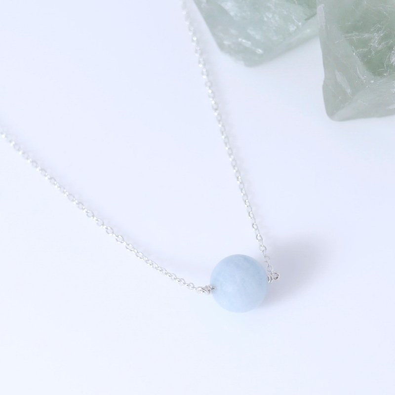 珍爱系列~海水蓝宝/海蓝宝石 Aquamarine 纯银项链 - 项链 - 宝石 蓝色