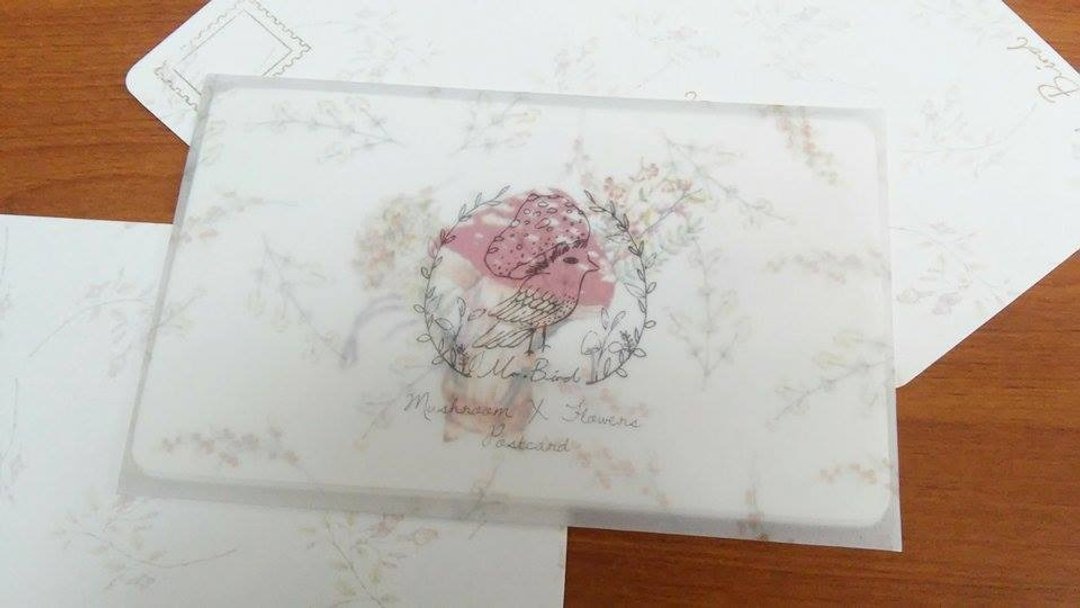 花与蘑菇明信片 - 卡片/明信片 - 纸 红色