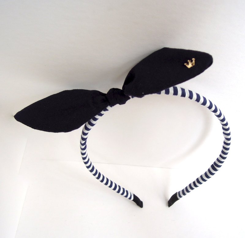 夏日蓝白海洋系发圈圈 - 围嘴/口水巾 - 棉．麻 蓝色