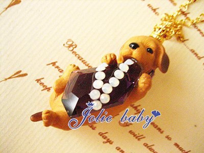 [Jolie baby]啃食美味---皇冠小腊肠咬水晶镶钻项炼 - 项链 - 其他材质 