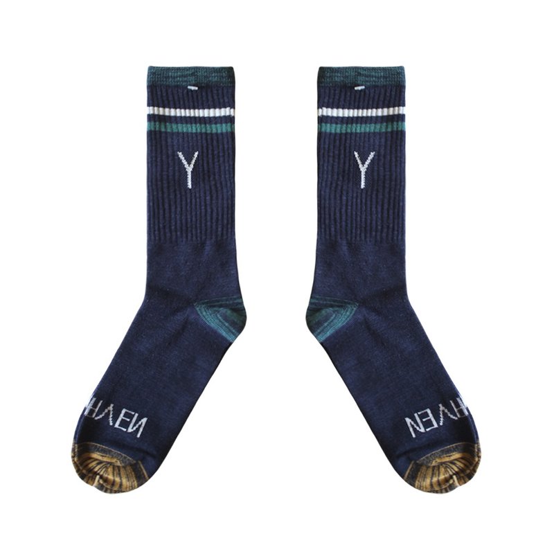 【3色】密码思维！// 英字双杂线棉袜子 :::DAWN' make up your feet ::: - 袜子 - 棉．麻 黑色