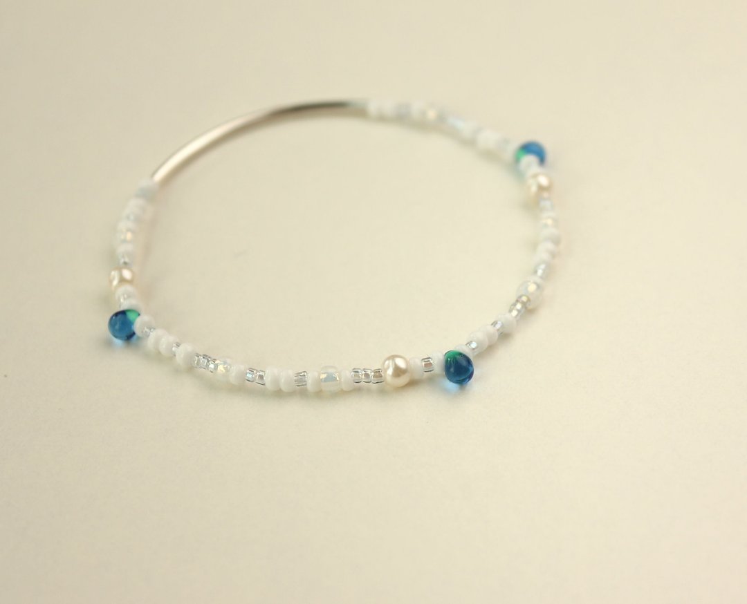 *hippie* Oslo│奥斯陆 纯银海洋岛屿透明感极细质感串珠手链 - 手链/手环 - 其他材质 白色