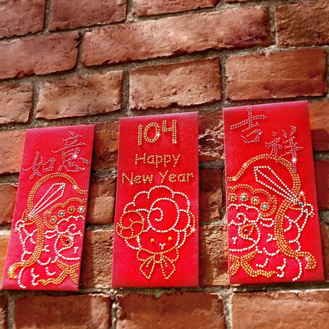 【GFSD】水钻精品-璀璨羊年红包袋-【羊家门神保平安】(一组三入) - 红包/春联 - 其他材质 红色