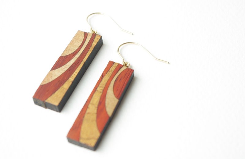 Ethnic earring - 耳环/耳夹 - 木头 红色